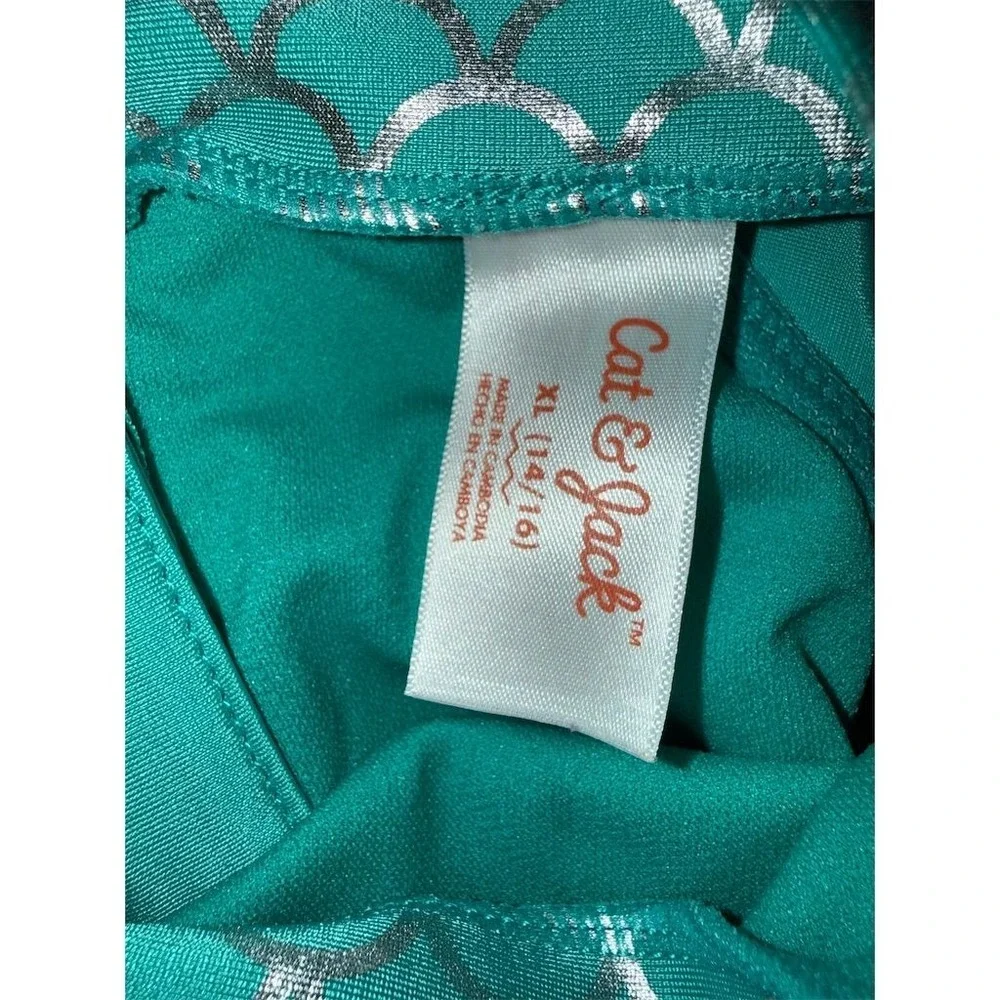 Cat & Jack Girls Mermaid Long Sleeve Swimsuit Size 14-16 Blue resort vacation‎